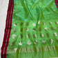 Pure Silk Chanderi green saree with deep-red border
