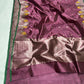 Pure Silk Chanderi saree with mauve body and metallic floral buttas