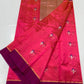 Pure Silk Chanderi saree with Rani pink body and floral motifs