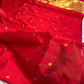 True Red Pure Silk Chanderi Saree with Floral Butta and Traditional Zari