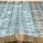 Handwoven pure silk Chanderi saree in pastel powder blue tones