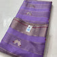 Lavender Chanderi Pattu Silk blouse piece with ivory-silver bird motifs