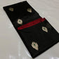 Fine silver edge along the border of a midnight black Chanderi Pattu Silk saree
