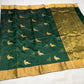 Lightweight green pure silk Chanderi saree with fluid drape and elegant festive handloom finish
