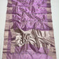Pure Silk Chanderi saree in lilac, metallic tissue pallu draped over the shoulder