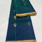 Elegant peacock tone Chanderi silk saree with subtle sheen and fluid drape