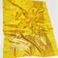 Pure Silk Chanderi saree with blue blossoms and pale metallic stems