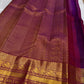 Royal Purple and Antique Gold Handwoven Pure Silk Kanjeevaram Saree with Zari Kattam and Mayil Chakram Border