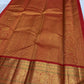 Warm Beige and Deep Vermillion Handwoven Pure Silk Kanchipattu Saree with Varisaipet Sorgavaasal Mayil Border