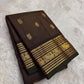 Pure silk Kanchipuram saree in deep espresso brown with woven zari border