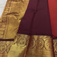 Rich petal pink pallu detail on bright vermilion red with a luminous petal pink pallu Kanchipuram silk saree.