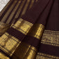 Deep Cocoa Brown handwoven pure silk Rettapet saree overview — Idam Living