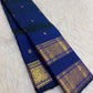 Royal Sapphire Blue handwoven pure silk Rettapet saree overview — Idam Living