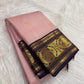 Blush Rose handwoven pure silk Korvai saree overview — Idam Living