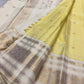 Butter Yellow Handwoven Pure Silk Kanchipuram Saree with Varisaipet Weave and Ivory Gold Zari Border