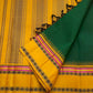 Pillayar Reku silk thread border detail on green and yellow Kanchipuram pure silk saree — Idam Living