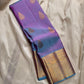 Iridescent Lavender Blue pure silk Kancheepuram saree, Butta weave with Antique Gold Zari border — folded view