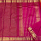 Folded view of radiant pink Kanjivaram saree with Zari Kattam weave and multicolour border — Idam Living