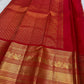 Pillar-Box Red Handwoven Pure Silk Kanjipuram Saree with Varisaipet Weave and Antique Gold Zari Border