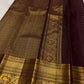 Handwoven Deep Plum Maroon Kanchipuram silk saree, body detail, parrot motifs in the border