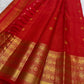 Vermilion Red Handwoven Pure Silk Kanchi Pattu Saree with Varisaipet Weave and Grand Antique Gold Zari Border