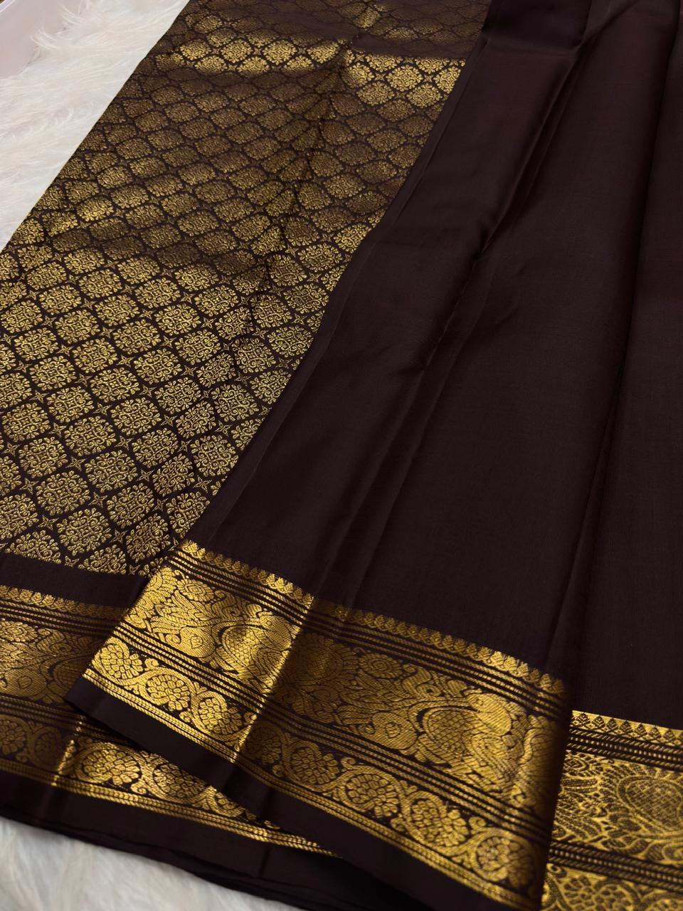 Pure Silk Kanjeevaram saree with Gandaberunda-inspired bird medallions and Kodi-Valli zari