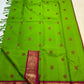 Pure Silk Kanjivaram Butta saree with small Deep Magenta zari border
