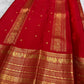 Arakku red Korvai border of rust orange Kanjipuram saree with dense Yaanai elephant and Annam swan antique gold zari array