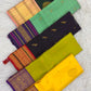 Pure Silk Korvai saree in Turmeric Yellow and Deep Aubergine, Kanchipuram