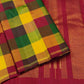 Multicolour Handwoven Pure Silk Kanjivaram Saree with Paalum Pazhamum Checks and Maroon Zari Pallu