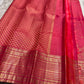 Intricate stacked antique gold zari border on Raspberry Pink Kanchipuram saree