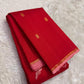 Pure silk crimson vermilion Kanjivaram saree body showing small Gandaberunda Butta pattern in gold zari