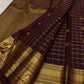 Handwoven Deep Plum Maroon Kanchipuram silk saree, full drape, Zari Kattam checked body