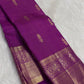 Close view of antique-gold Zari Kattam grid on Vadamalli Purple silk.