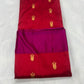 Broad golden pallu on red Chanderi saree