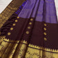 Kathiripoo Purple and Deep Kanchana Brown colour contrast on Kanchipuram silk saree.