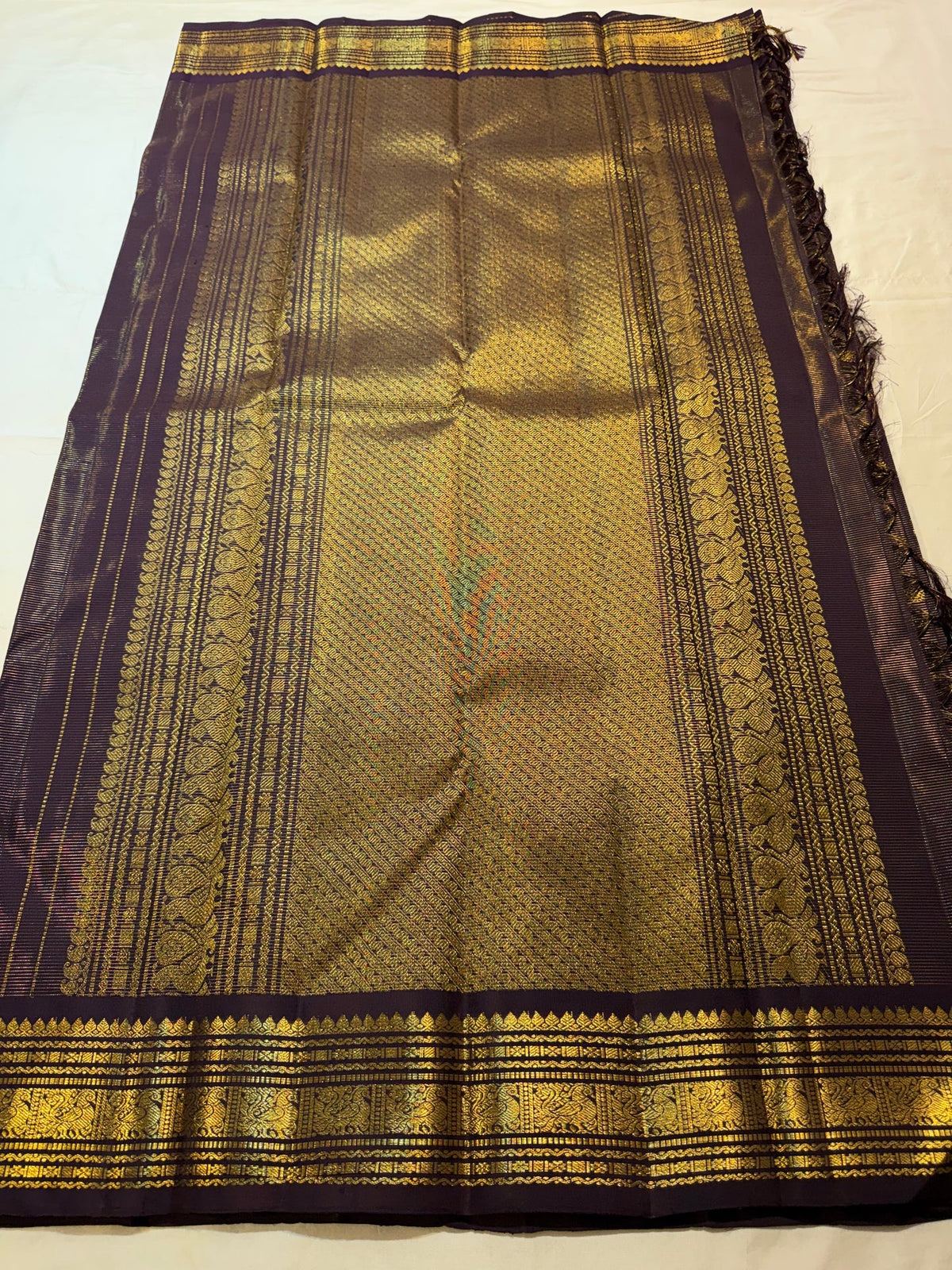 Kanchana Brown-Purple Vairaoosi Kanjivaram Silk Saree with Zari Border
