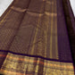 Royal Purple pure silk Kanchipuram saree — gold butta
