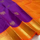 Vivid Violet Handwoven Pure Silk Kanchipuram Butta Saree with Pasu-Kanru Gold Zari and Orange Border