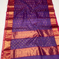 Royal Purple Katan Silk Chanderi saree with warm gold weaving catching the light.
