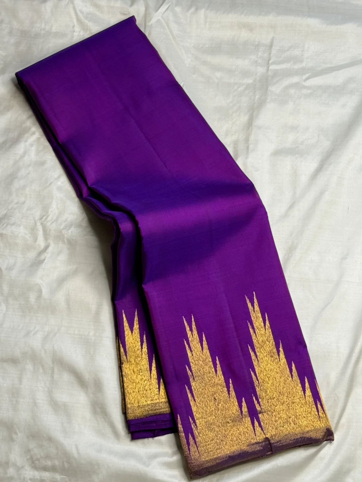 Purple gold zari Kanjivaram silk saree pallu