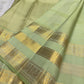 Tender Leaf Green handwoven pure silk Kanchipuram Varisaipet saree with ornamental zari border, image 4.