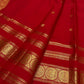 Deep Vermilion Red pure silk Kanchipuram Varisaipet saree, decorative seer zari weaving.