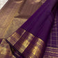 Purple handwoven Kanchipuram Zari Kattam saree, Idam Living