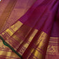 Royal Purple and Antique Gold Handwoven Pure Silk Kanjeevaram Saree with Zari Kattam and Mayil Chakram Border