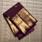 Royal orchid purple pure silk Kanjeevaram Korvai saree with Mayil and Yazhi zari border, full view