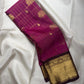 Raspberry purple pure silk KanchiPattu saree — antique-gold zari border and pallu detail