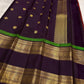 Royal purple Pure Silk Kanjivaram Rettapet saree with rust red border and Yaanai motif craftsmanship