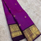 Royal orchid purple Kanjeevaram silk saree with ornate pallu view – Idam Living