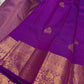 Varisaipet border with gold zari temple motifs on purple Kanjipuram silk saree — Idam Living